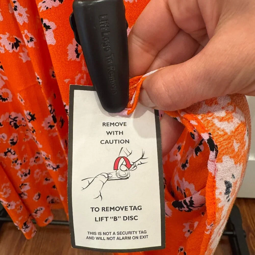 Whistles Vibrant Orange Floral Print Midi Dress, Size 2